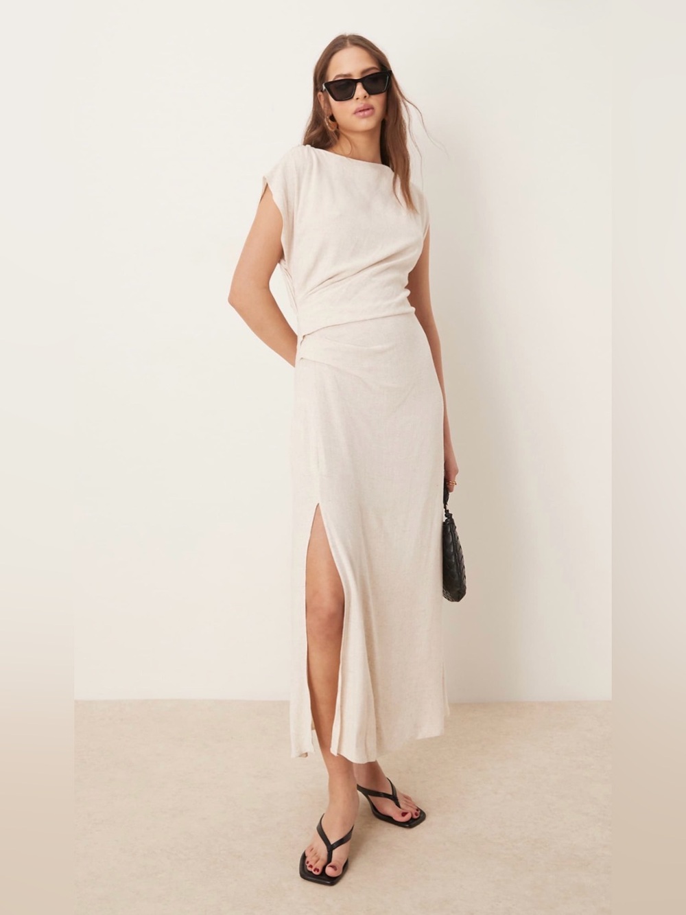 ASOS Design Beige Linen Blend Women’s Dress NWT